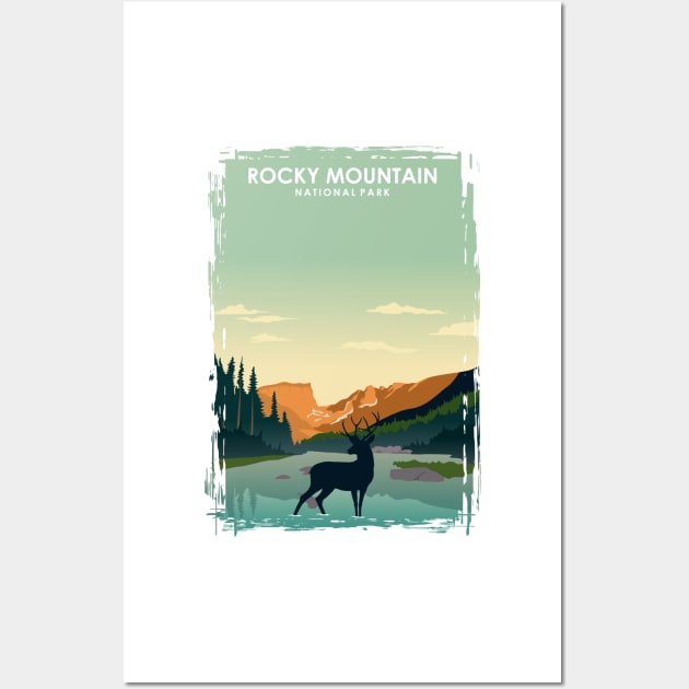 Rocky Mountain National Park Travel Poster Wall Art by jornvanhezik